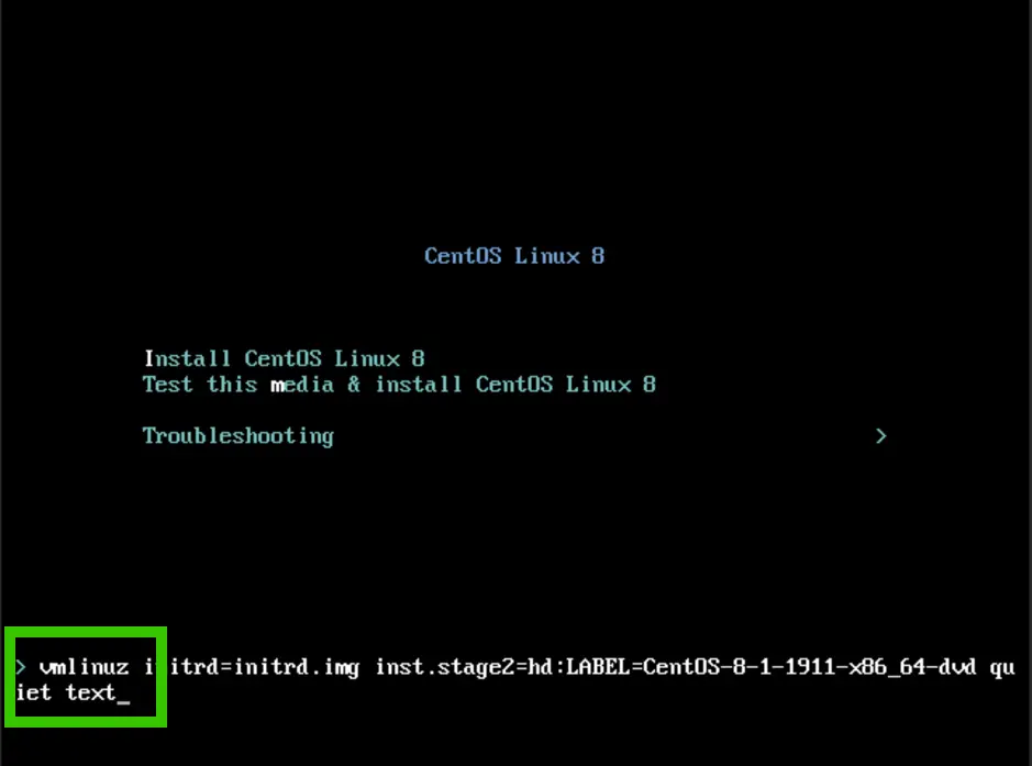 CentOS 8 Install in Text Mode