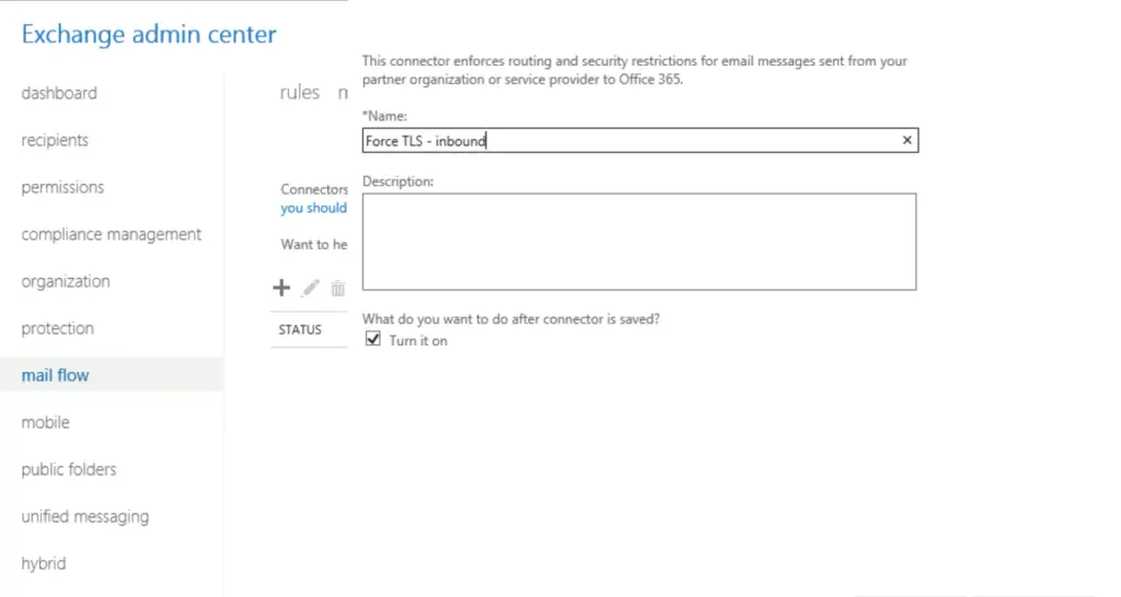 Configure enforced TLS with a partner in Office365