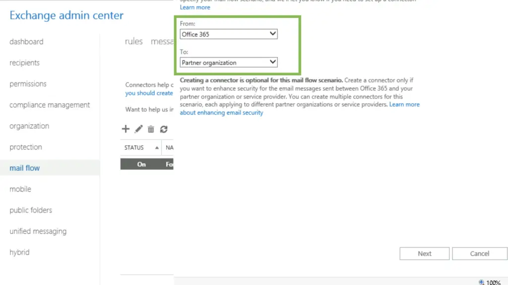 Configure enforced TLS with a partner in Office365