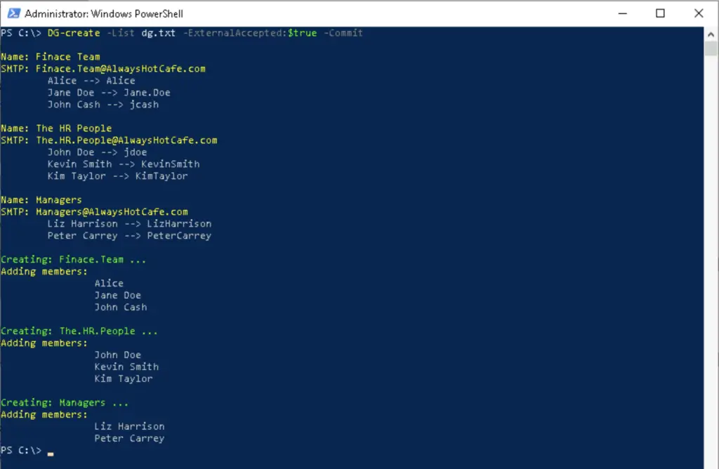PowerShell script for mass-creating Distribution Groups