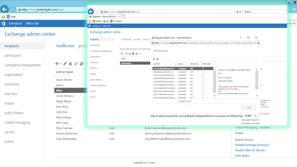 Move maiboxes between on-prem Exchange systems with PowerShell