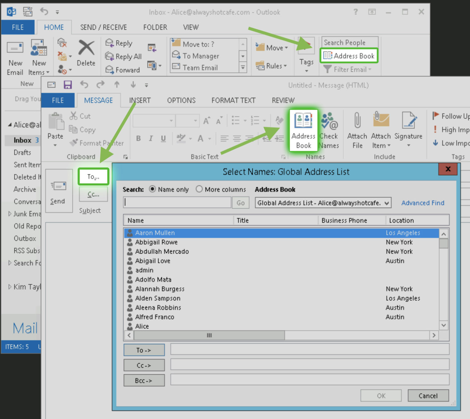 outlook force address book sync