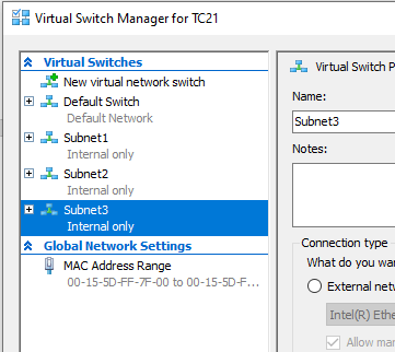 How to create NAT-ed subnets in Hyper-V