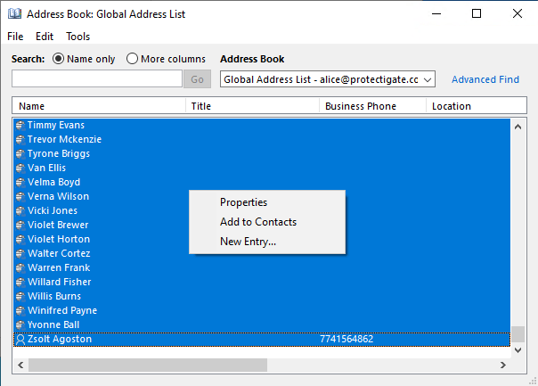 How to print the Global Address Book in Outlook